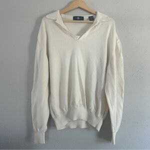 Hunt Club Men's Cream Sweater Neutral Classic Comfy Retro Preppy Large